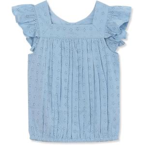 Lands’ End Girls Woven Eyelet Top(Copen Blue)