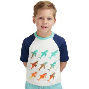 Lands’ End Kids Boys and Girls Swimwear UPF 50 Short Sleeve Rash Guard Shirt (XXS-XL)(Beach Glass)
