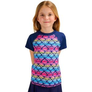 Lands’ End Kids Boys and Girls Swimwear UPF 50 Short Sleeve Rash Guard Shirt (XXS-XL)(Deep Sea Navy 3)