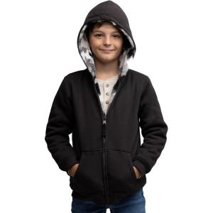 Lands’ End Kids Ultra Soft Sherpa Full Zip Hoodie Sweatshirt (XS-L)(Black)