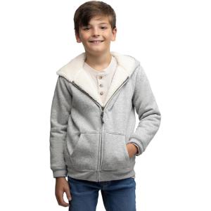 Lands’ End Kids Ultra Soft Sherpa Full Zip Hoodie Sweatshirt (XS-L)(Gray Heather)