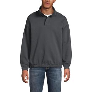 Lands’ End Men’s Long Sleeve French Terry Vintage Wash Quarter Zip(Inkwell Gray)