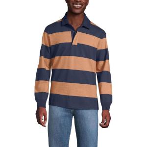 Lands’ End Men’s Long Sleeve Rugby(French Navy Stripe)