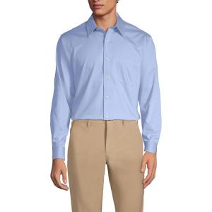 Lands’ End Men’s Solid No Iron American-Grown Supima Pinpoint Straight Collar Dress Shirt(Light Blue)