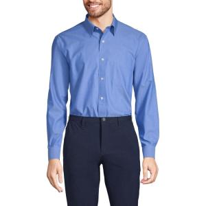 Lands’ End Men’s Solid No Iron American-Grown Supima Pinpoint Straight Collar Dress Shirt(Light French Blue)
