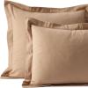 Lands’ End 5oz Flannel Solid Pillowcase Set Deep Sea Navy King(Rich Camel)