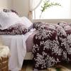 Lands’ End 700 Sateen Printed Sham Dark Walnut Elegant Floral Euro(Lush Burgundy Ikat Floral)