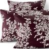 Lands’ End 700 Sateen Printed Sham Dark Walnut Elegant Floral Euro(Lush Burgundy Ikat Floral)