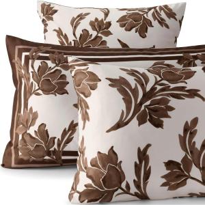 Lands’ End 700 Sateen Printed Sham Dark Walnut Elegant Floral Euro(Dark Walnut Elegant Floral)