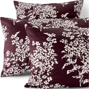 Lands’ End 700 Sateen Printed Sham Dark Walnut Elegant Floral Euro(Lush Burgundy Ikat Floral)
