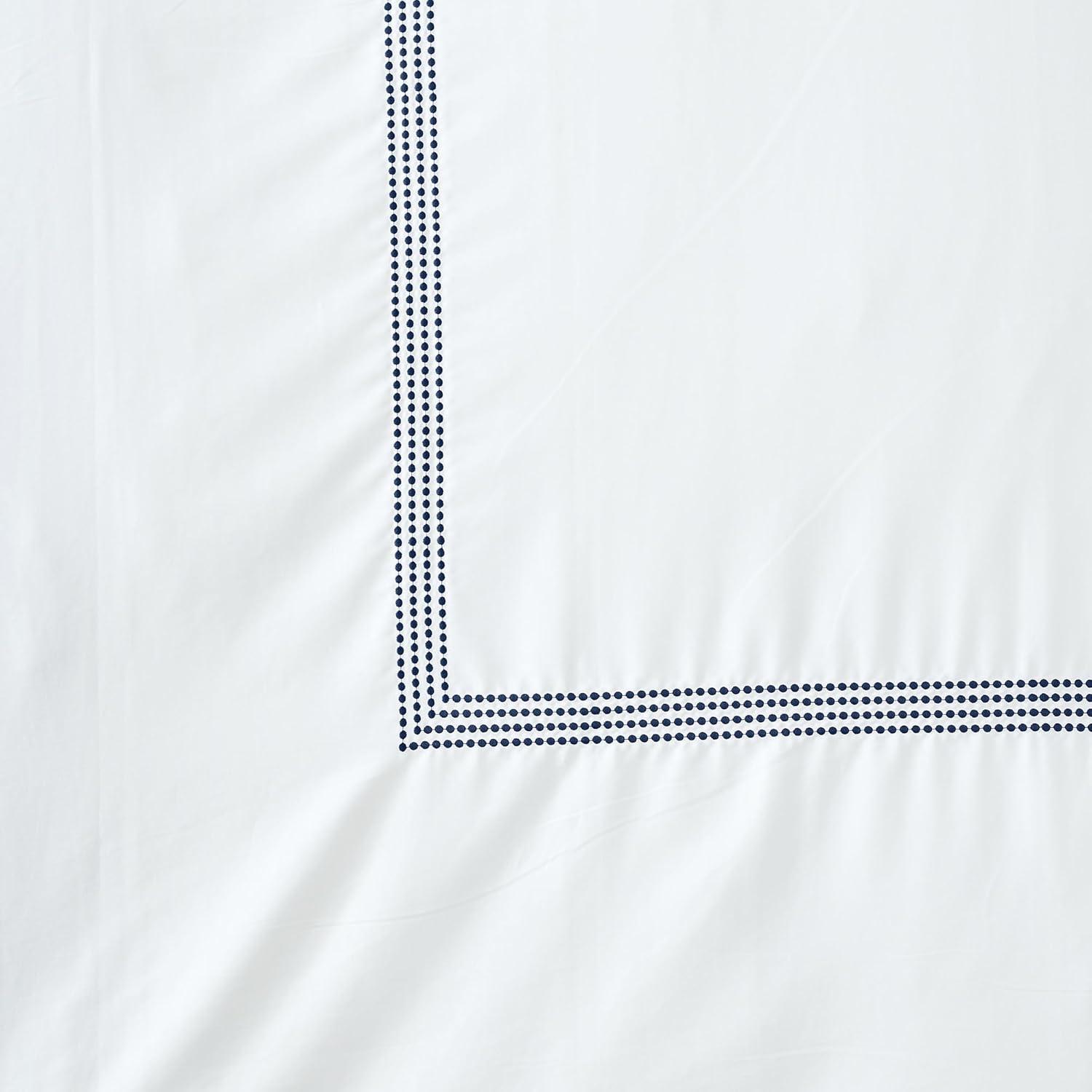 imageLands End 400 Embroidered Duvet Cover Deep Sea Navy Dots TwinDeep Sea Navy Dots