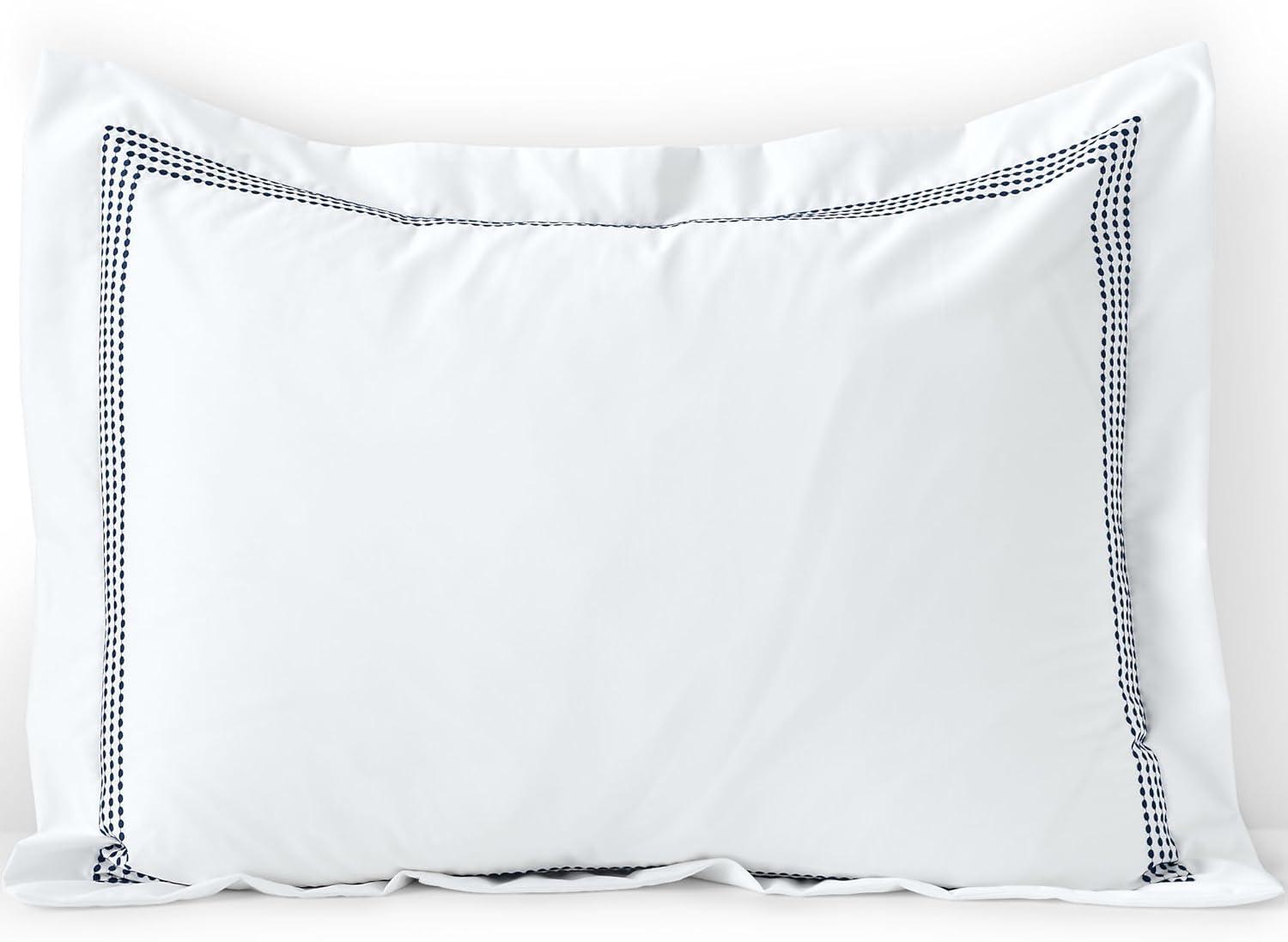imageLands End 400 Embroidered Sham Deep Sea Navy Dots StandardDeep Sea Navy Dots