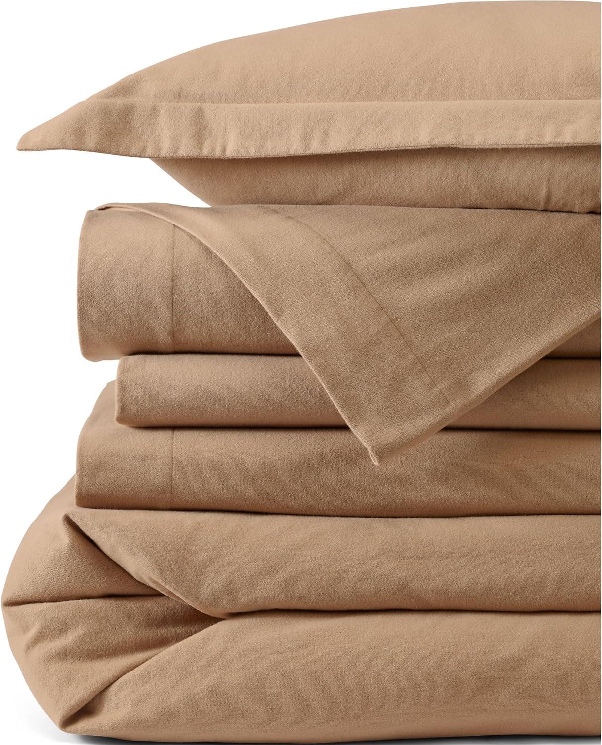 imageLands End 5oz Flannel Solid Duvet Bering Sea Blue TwinRich Camel