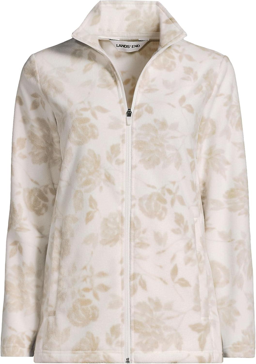 imageLands End Anyweather Fleece Full Zip JacketChampagne Floral