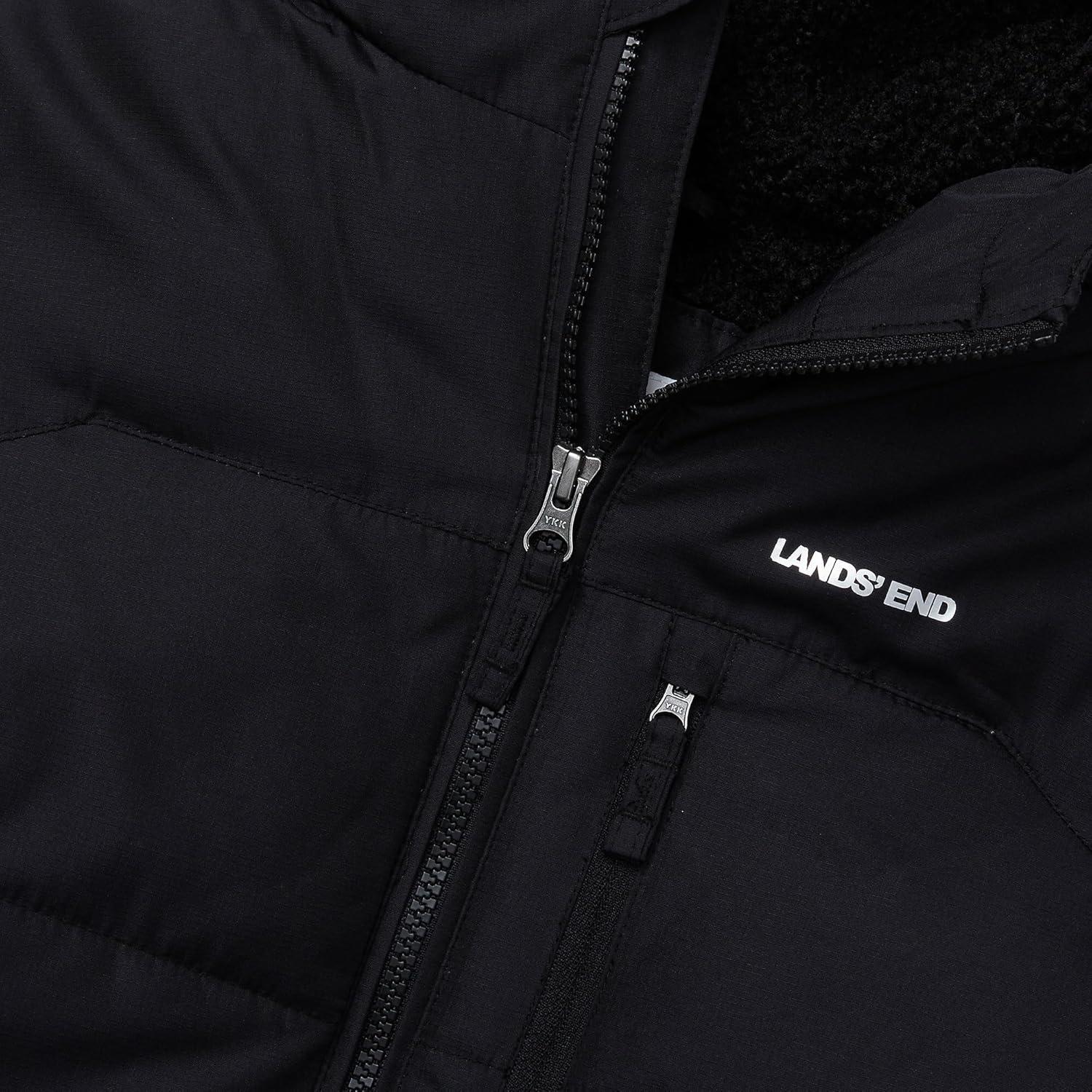 imageLands End Boys Water Resistant Sherpa Lined CoatBlack