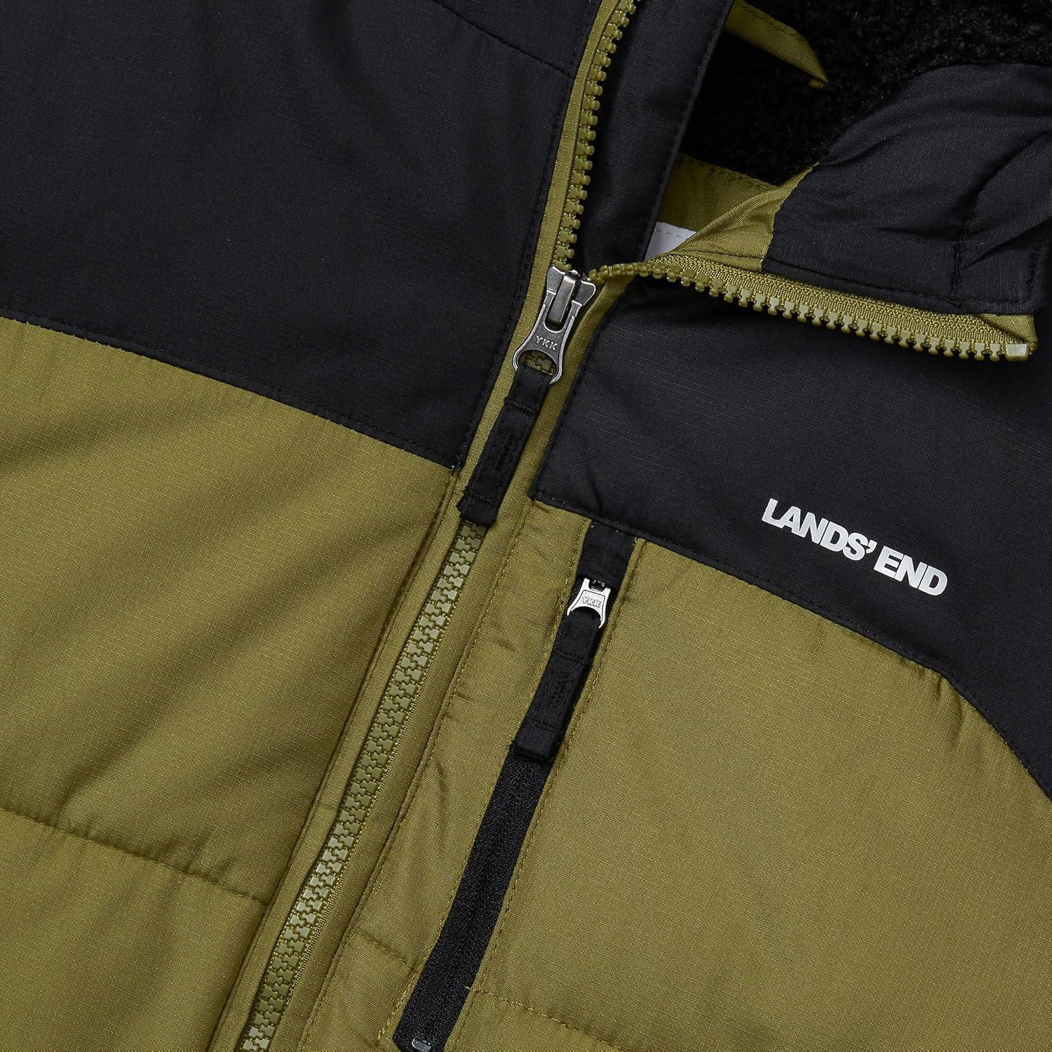 imageLands End Boys Water Resistant Sherpa Lined CoatLight OliveBlack
