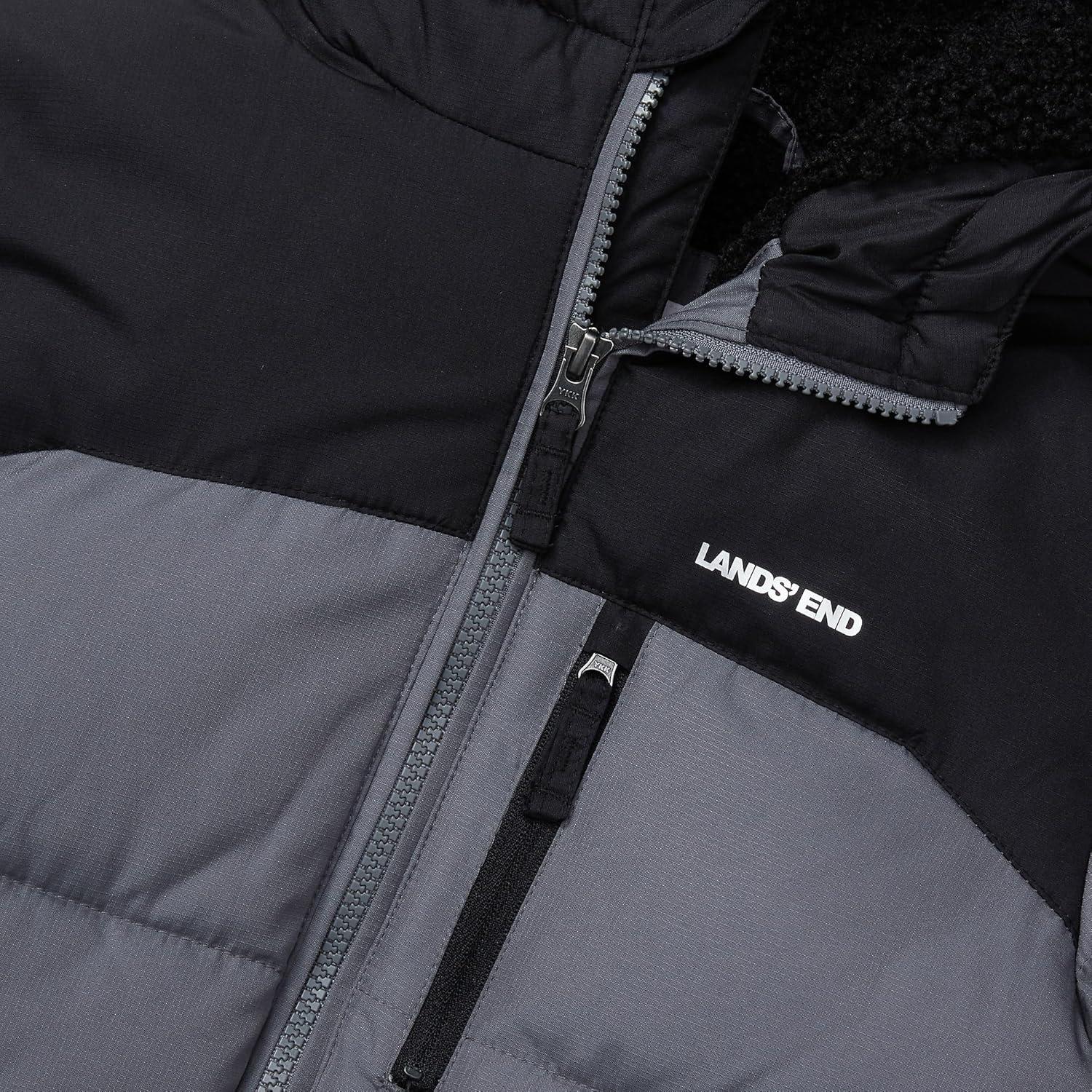 imageLands End Boys Water Resistant Sherpa Lined CoatWarm GraphiteBlack