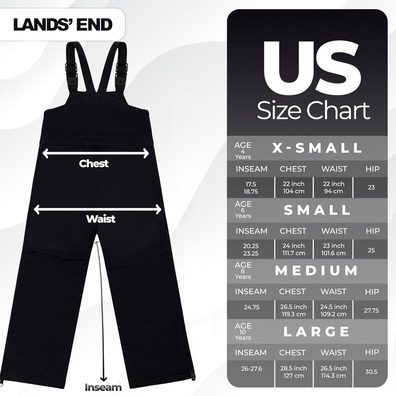 imageLands End Kids Squall Waterproof Iron Knee Bib Snow PantsBlack