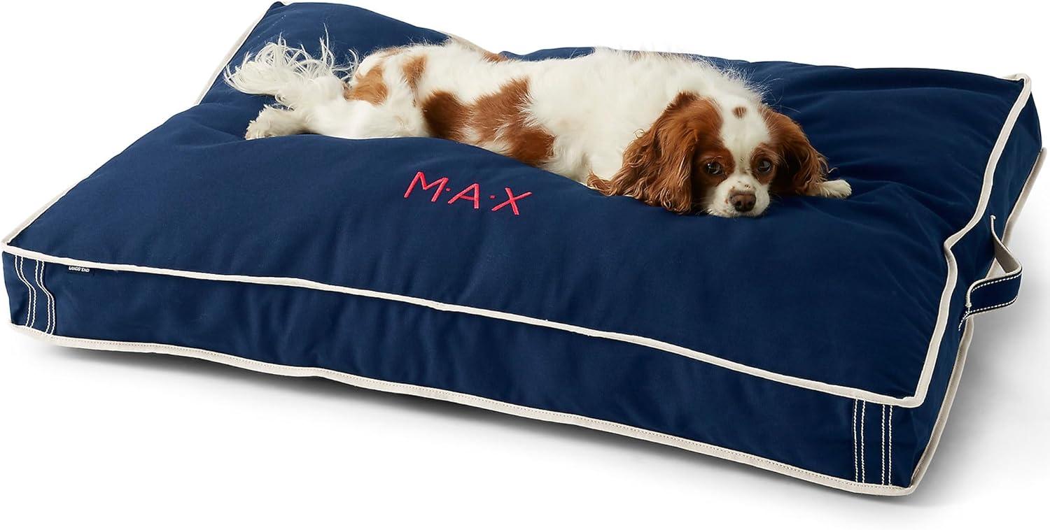 imageLands End Rectangular Canvas Dog Bed Cover Dark Chocolate LargeDeep Sea Navy