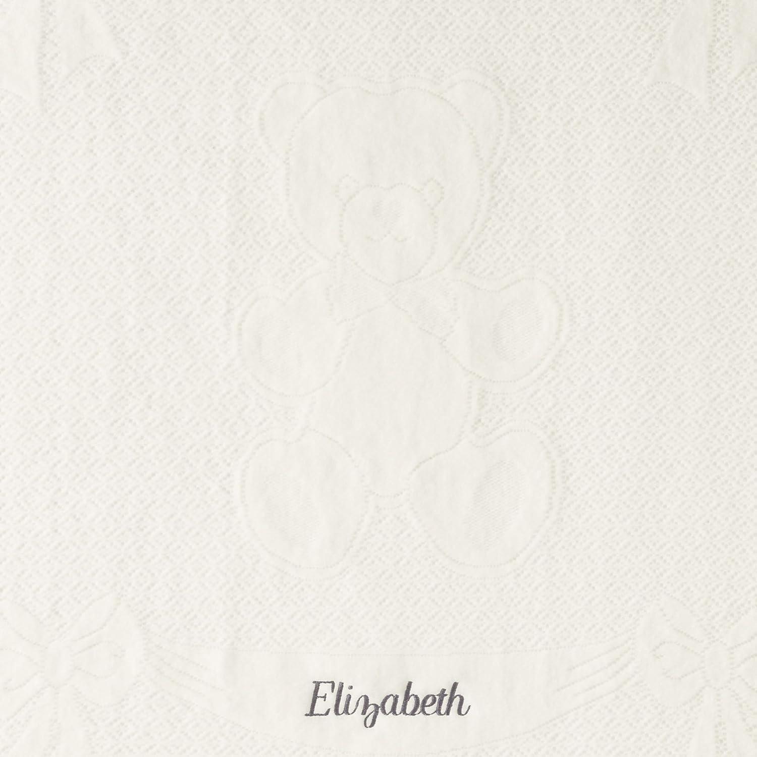 imageLands End Scottish Lace Bear Baby Blanket Blue 39quot x 40quotIvory