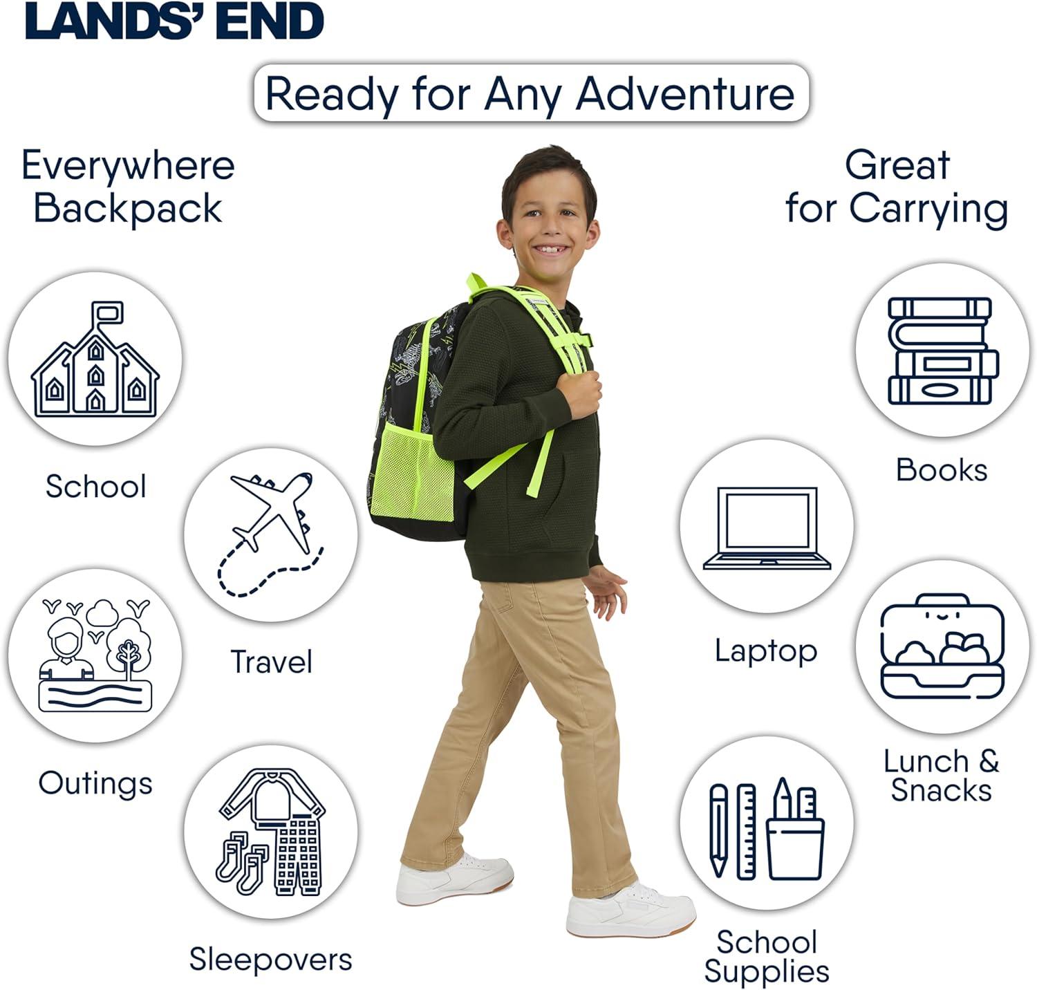 imageLands End Unisex Kids Medium ClassMate Lightweight Durable Elementary School Backpack LimogesBlack Highlight