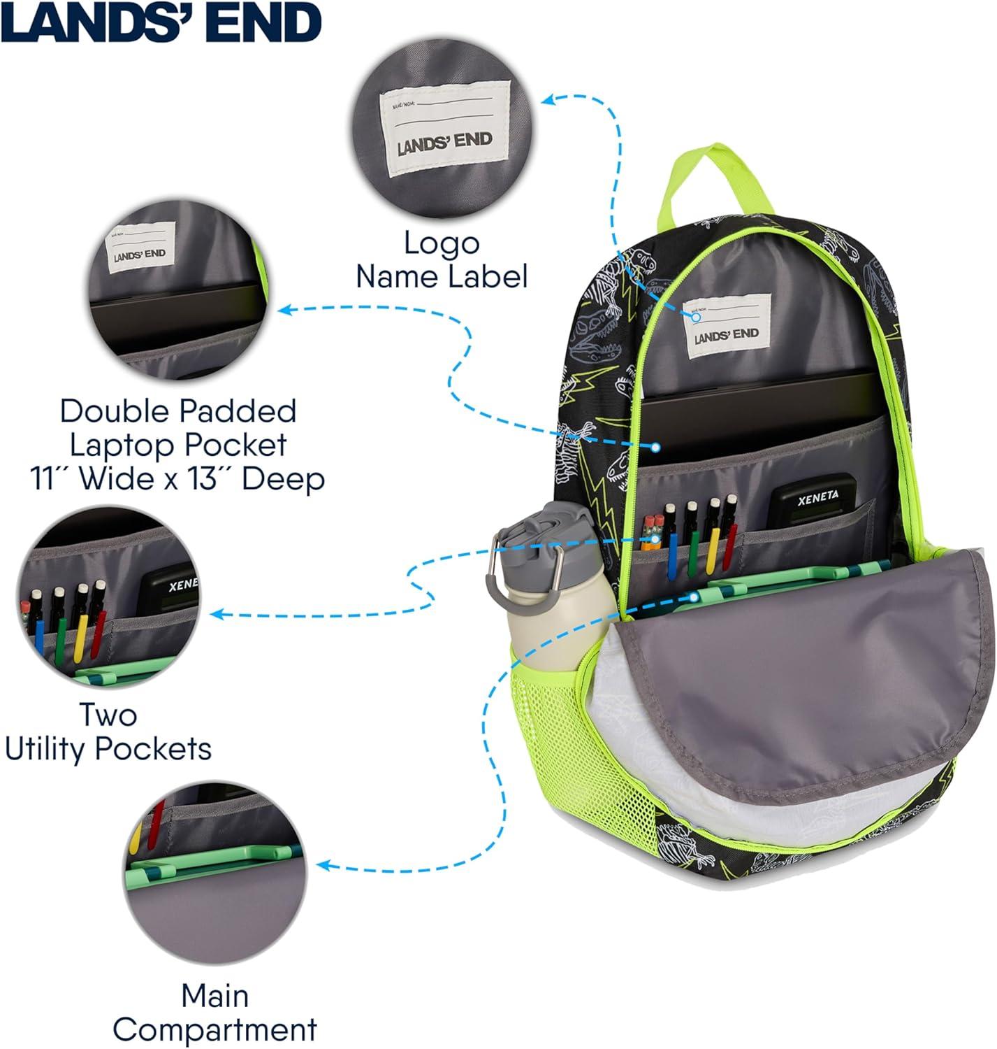 imageLands End Unisex Kids Medium ClassMate Lightweight Durable Elementary School Backpack LimogesBlack Highlight