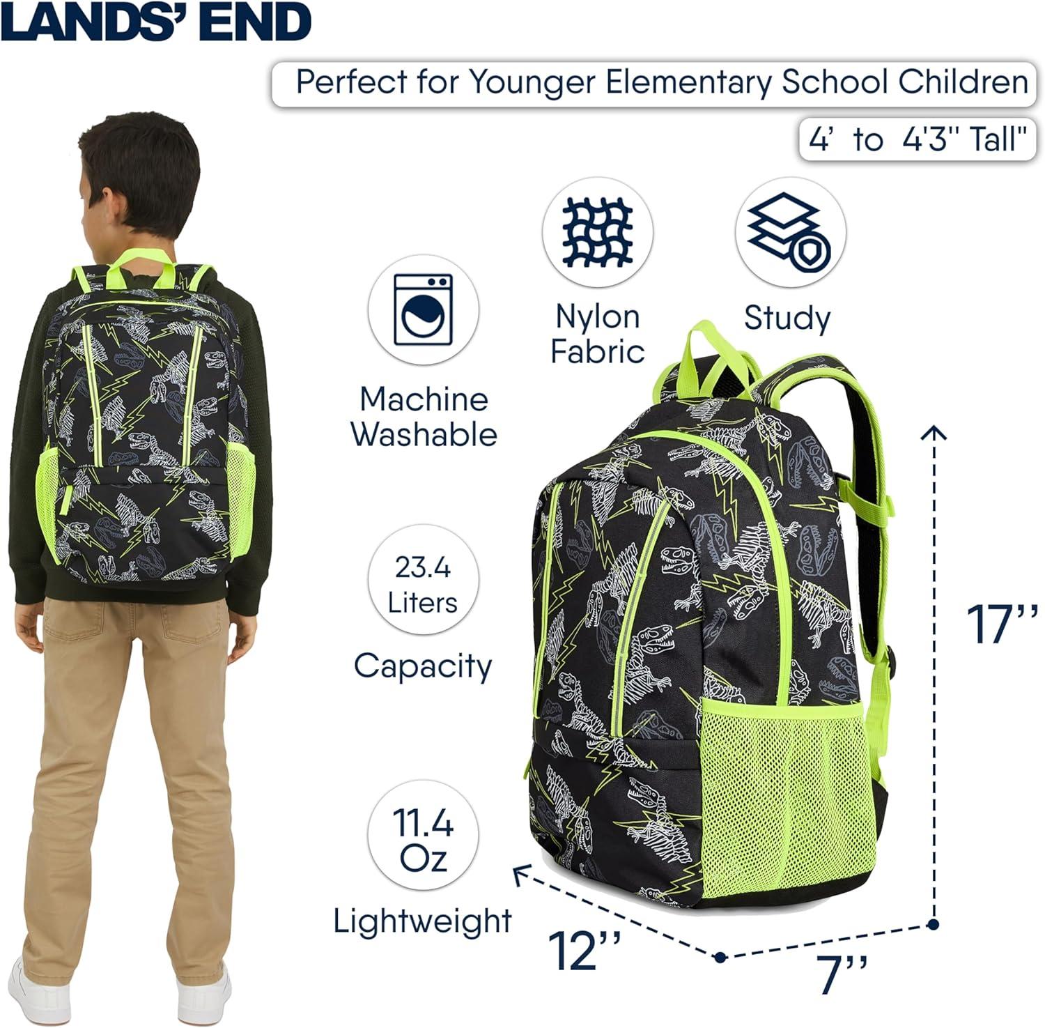 imageLands End Unisex Kids Medium ClassMate Lightweight Durable Elementary School Backpack LimogesBlack Highlight