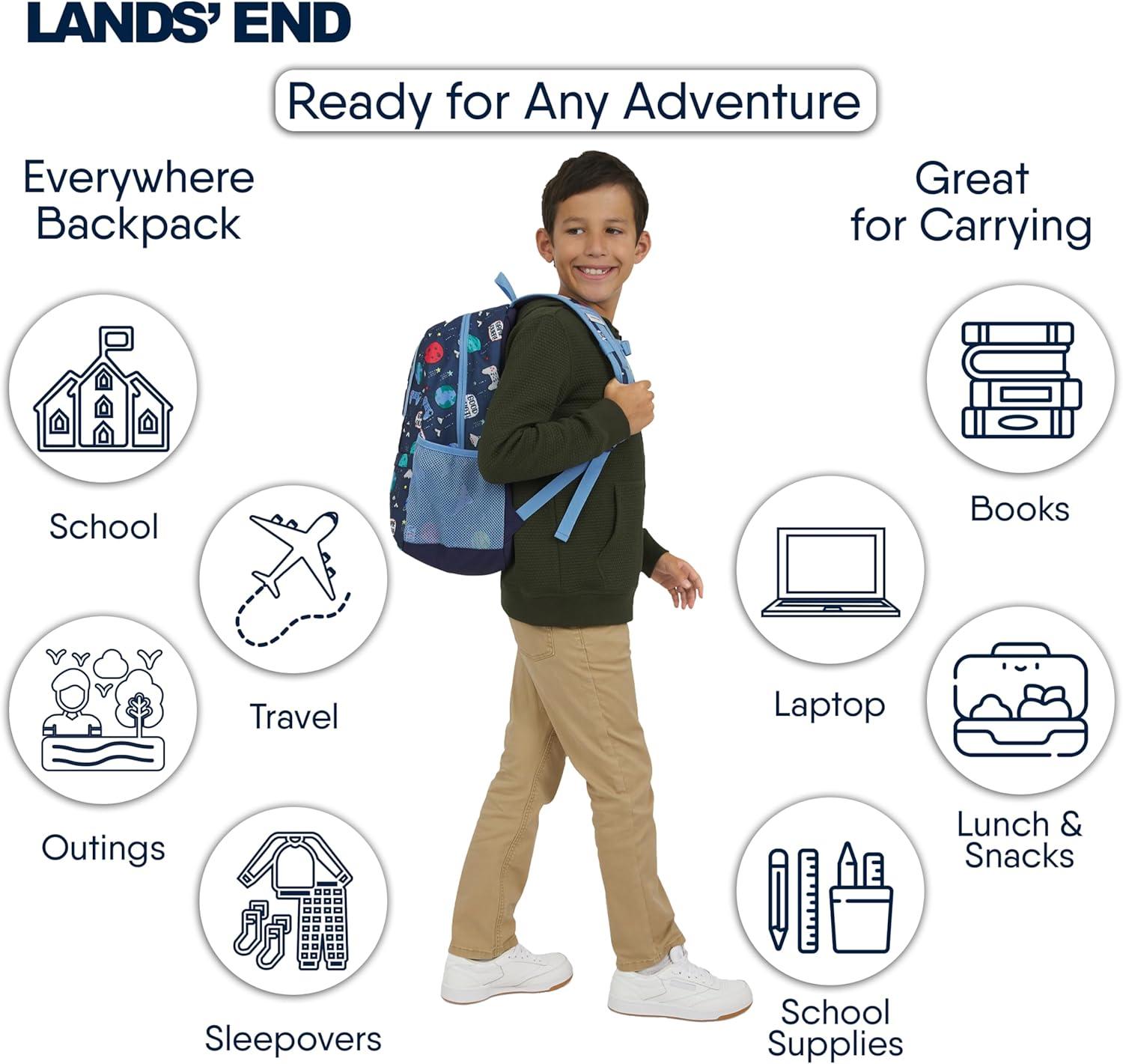imageLands End Unisex Kids Medium ClassMate Lightweight Durable Elementary School Backpack LimogesChambray