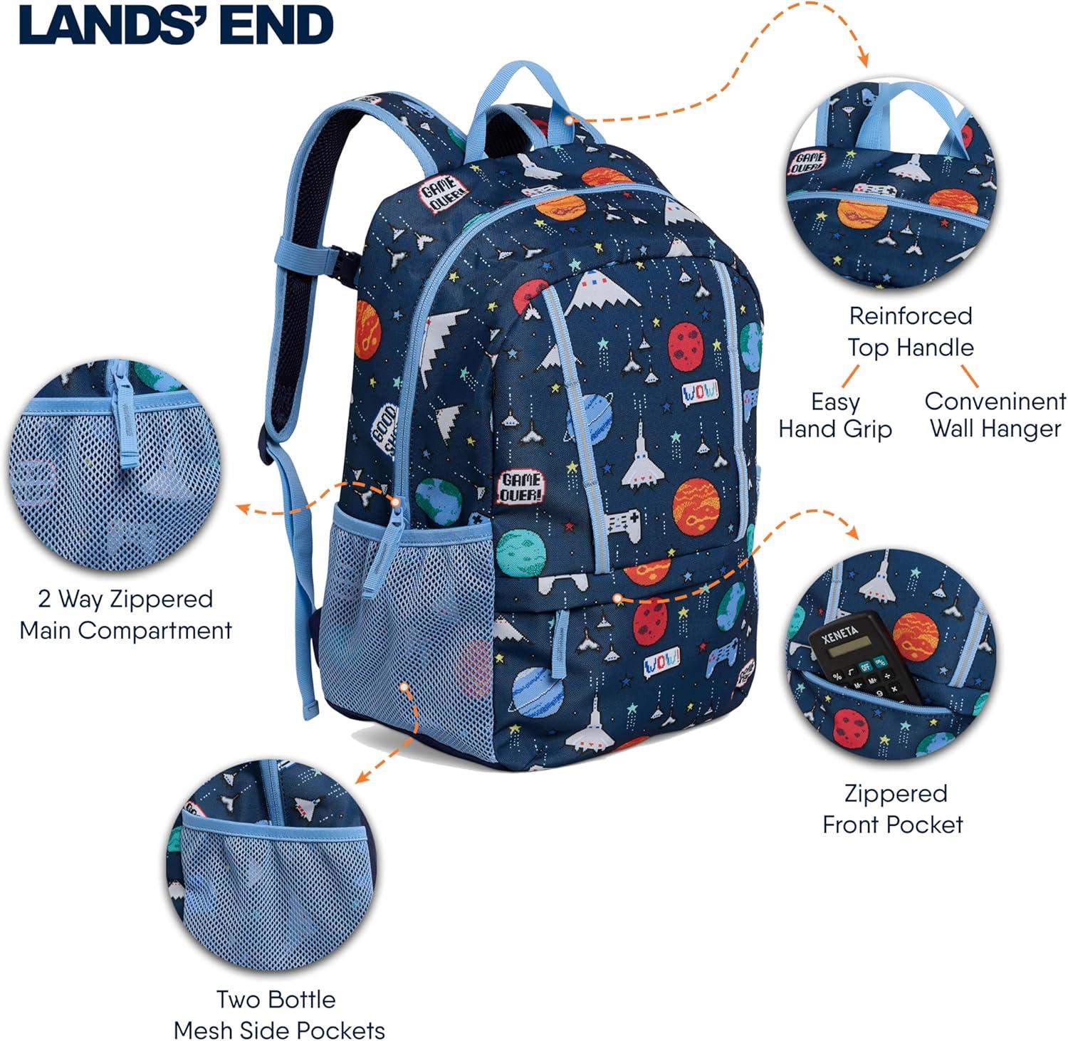 imageLands End Unisex Kids Medium ClassMate Lightweight Durable Elementary School Backpack LimogesChambray