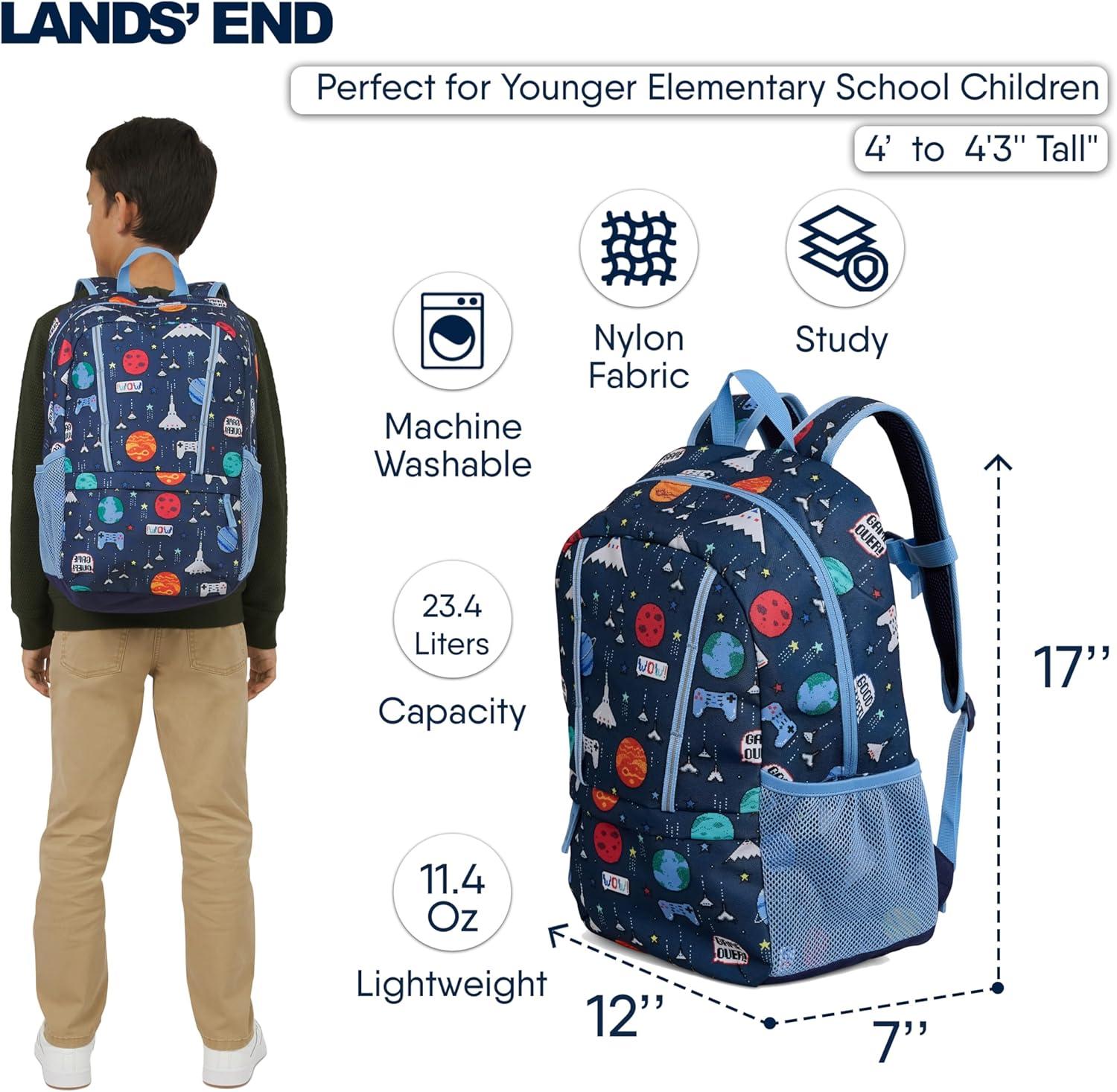 imageLands End Unisex Kids Medium ClassMate Lightweight Durable Elementary School Backpack LimogesChambray