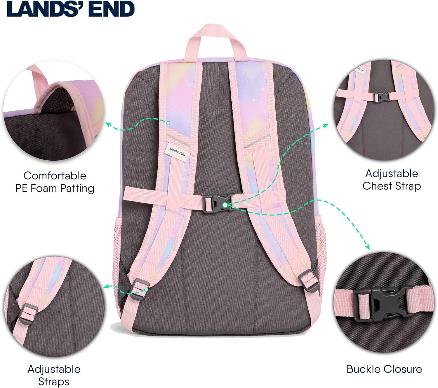 imageLands End Unisex Kids Medium ClassMate Lightweight Durable Elementary School Backpack LimogesDesert Rose