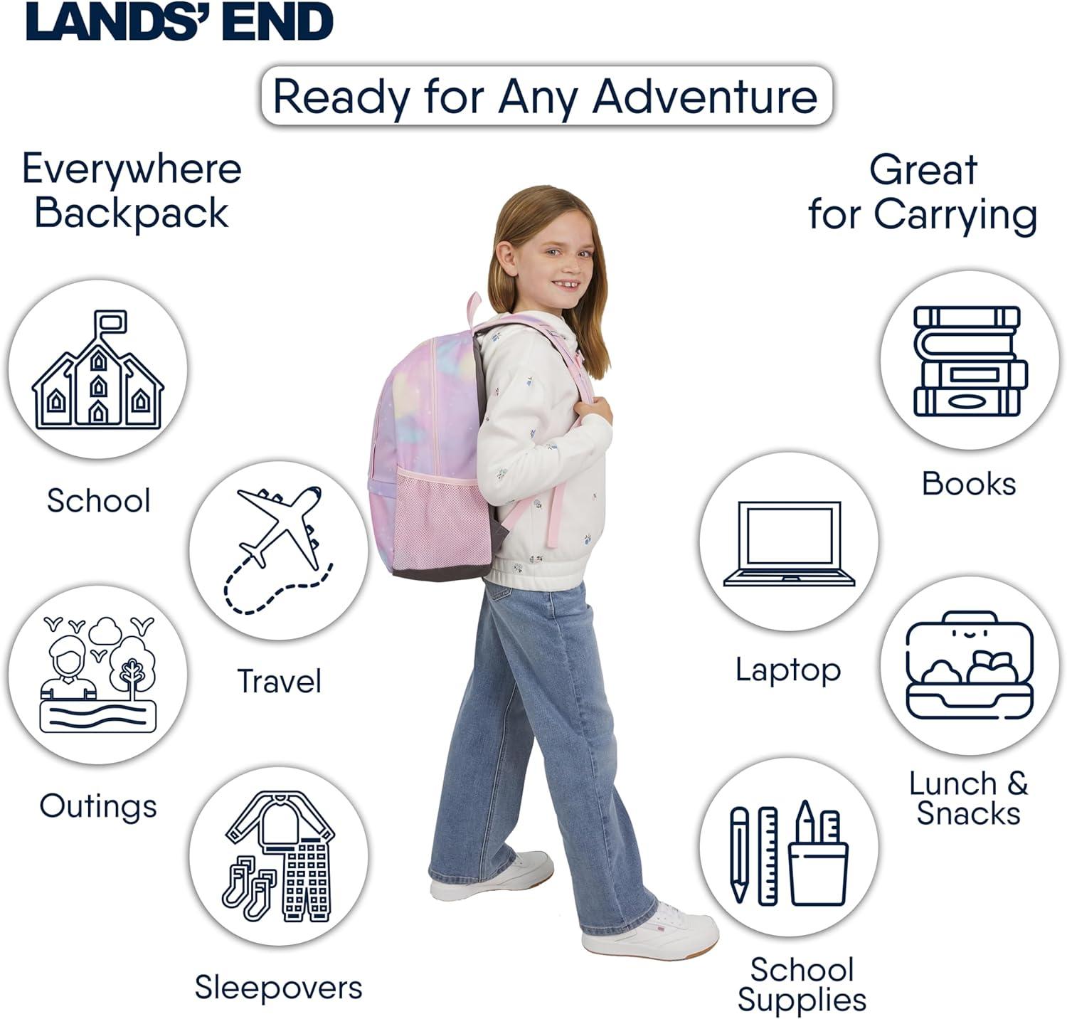 imageLands End Unisex Kids Medium ClassMate Lightweight Durable Elementary School Backpack LimogesDesert Rose