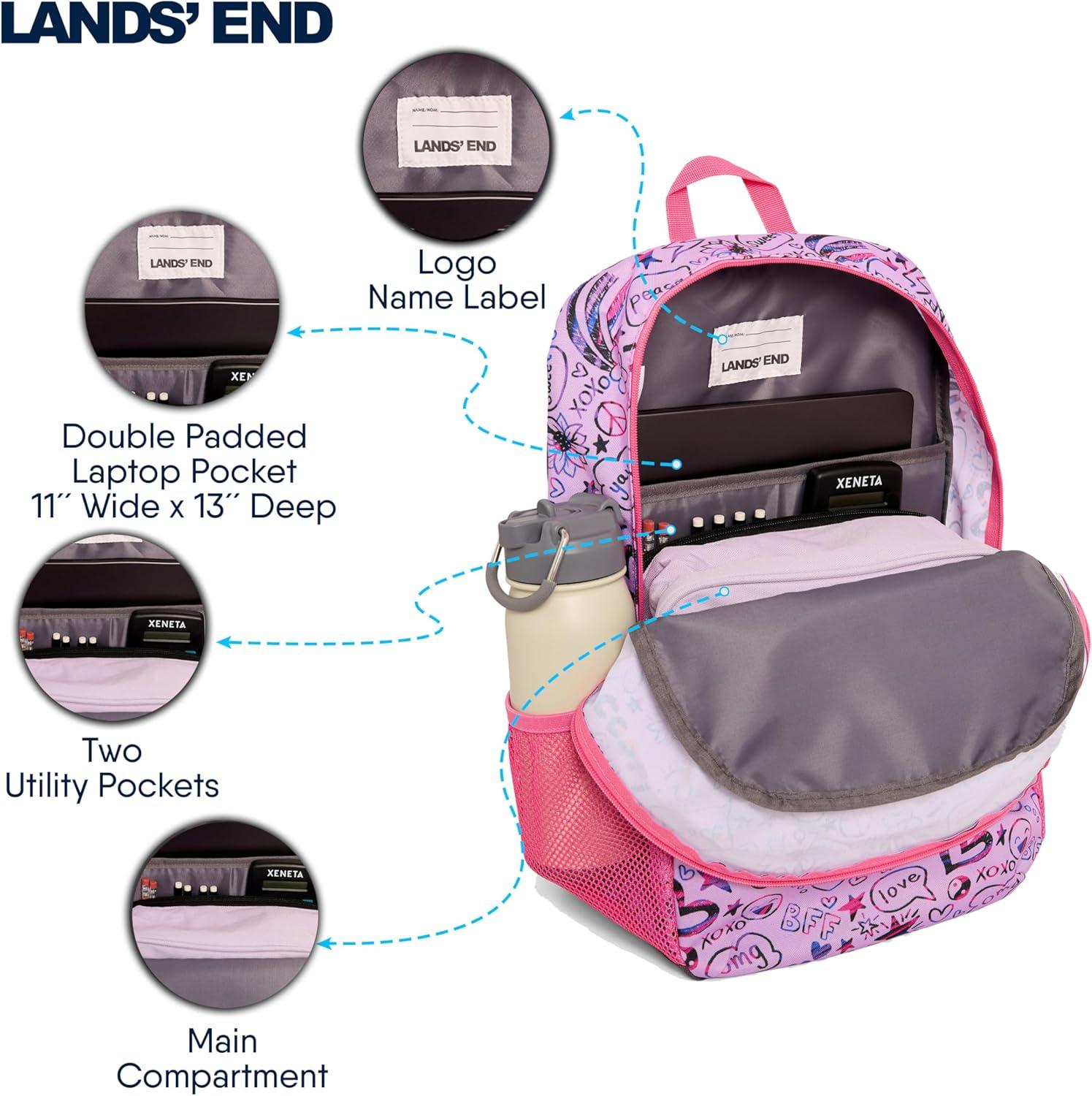 imageLands End Unisex Kids Medium ClassMate Lightweight Durable Elementary School Backpack LimogesFuchsia Pink