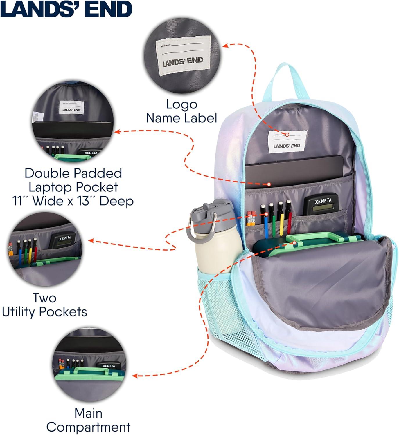 imageLands End Unisex Kids Medium ClassMate Lightweight Durable Elementary School Backpack LimogesPastel Lilac