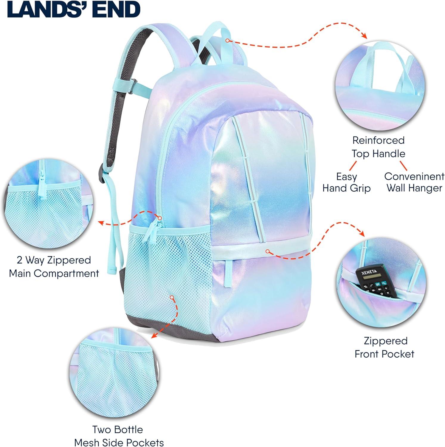 imageLands End Unisex Kids Medium ClassMate Lightweight Durable Elementary School Backpack LimogesPastel Lilac