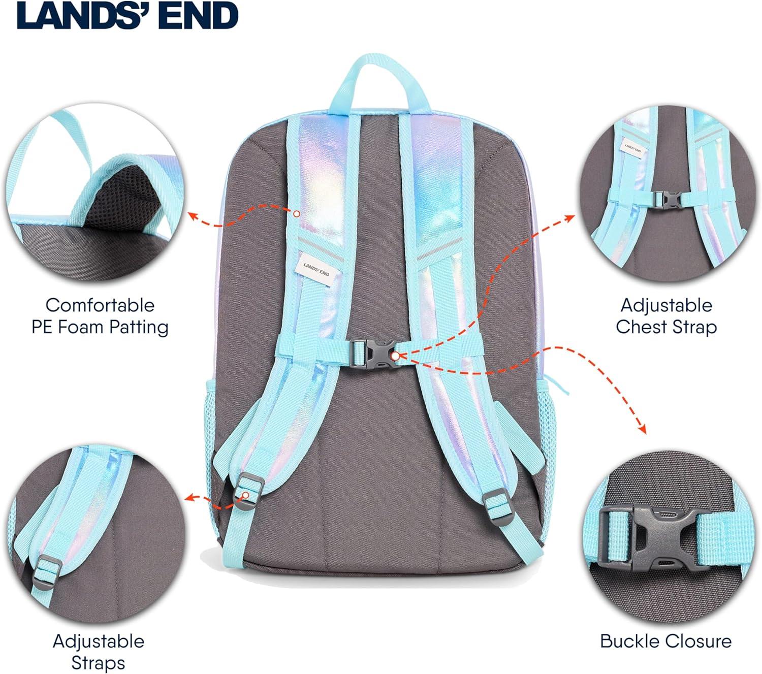 imageLands End Unisex Kids Medium ClassMate Lightweight Durable Elementary School Backpack LimogesPastel Lilac