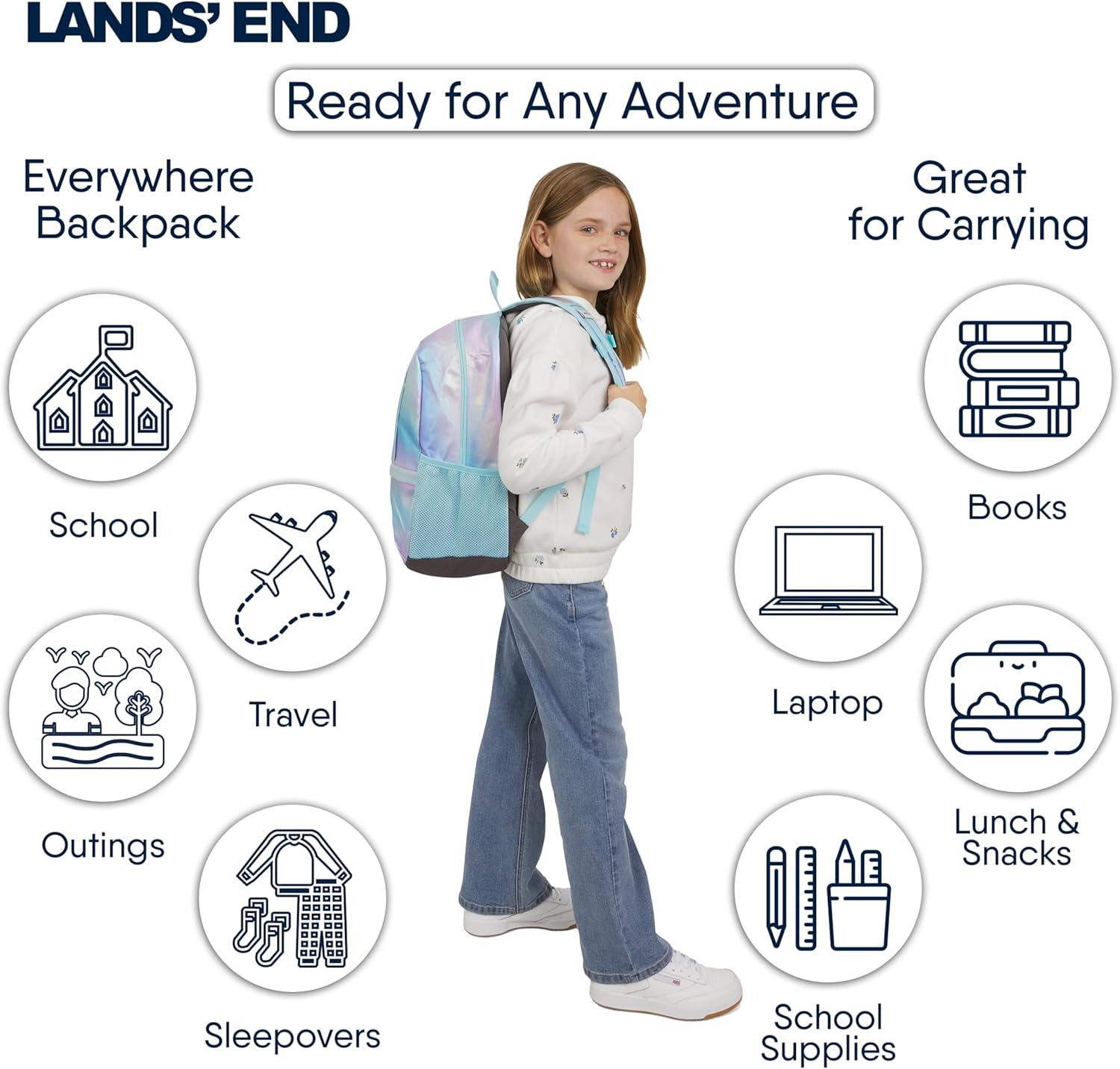 imageLands End Unisex Kids Medium ClassMate Lightweight Durable Elementary School Backpack LimogesPastel Lilac