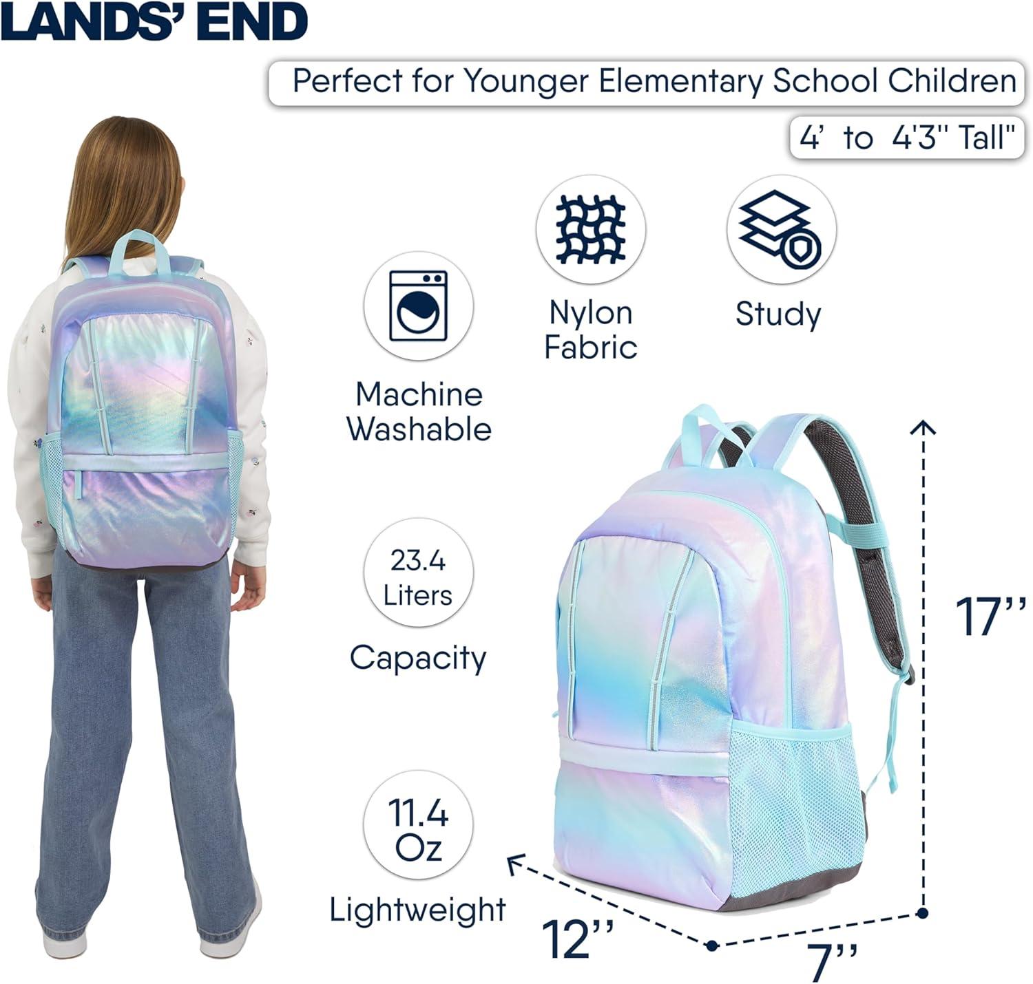 imageLands End Unisex Kids Medium ClassMate Lightweight Durable Elementary School Backpack LimogesPastel Lilac