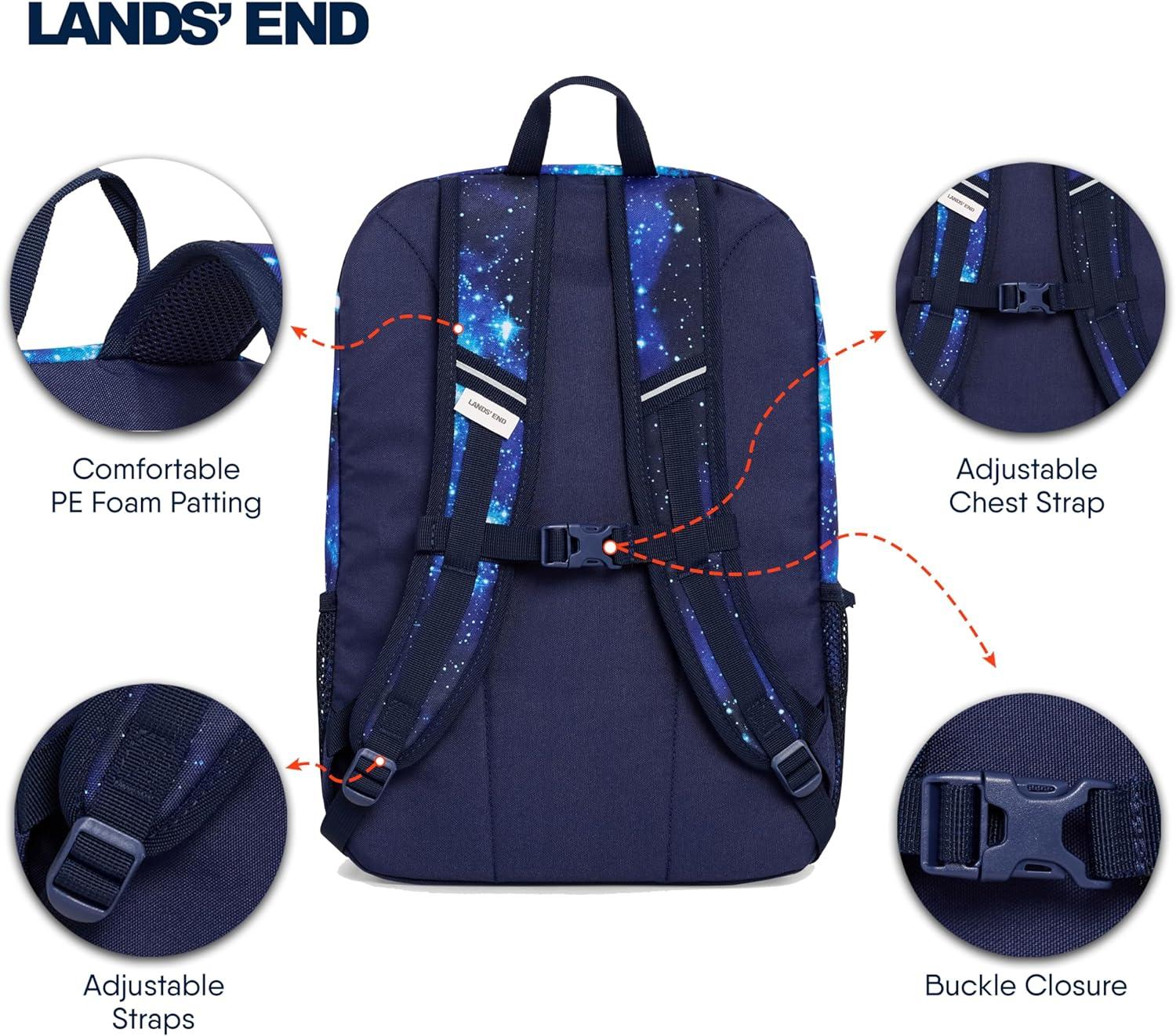 imageLands End Unisex Kids Medium ClassMate Lightweight Durable Elementary School Backpack LimogesPro Star Navy
