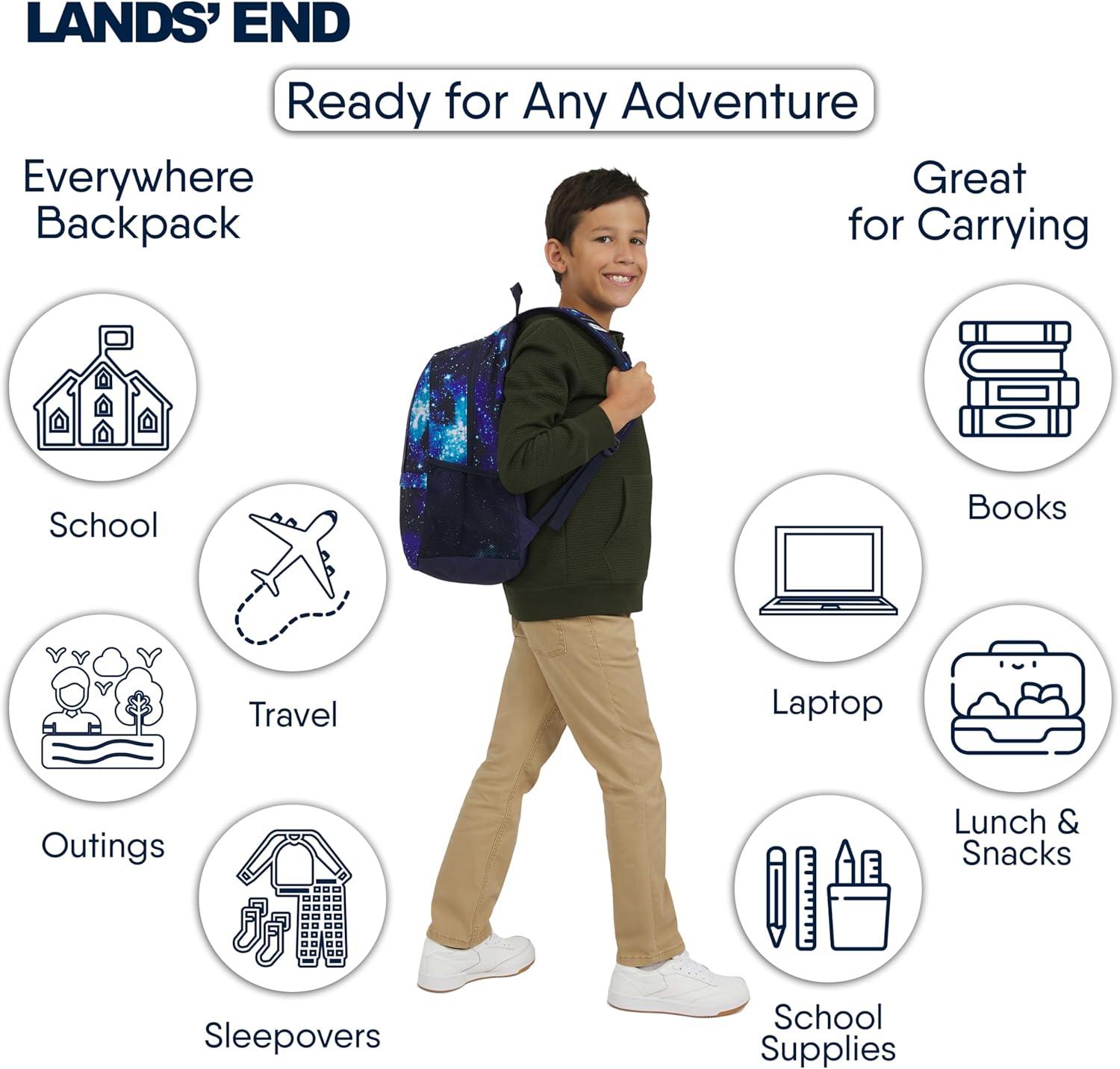 imageLands End Unisex Kids Medium ClassMate Lightweight Durable Elementary School Backpack LimogesPro Star Navy
