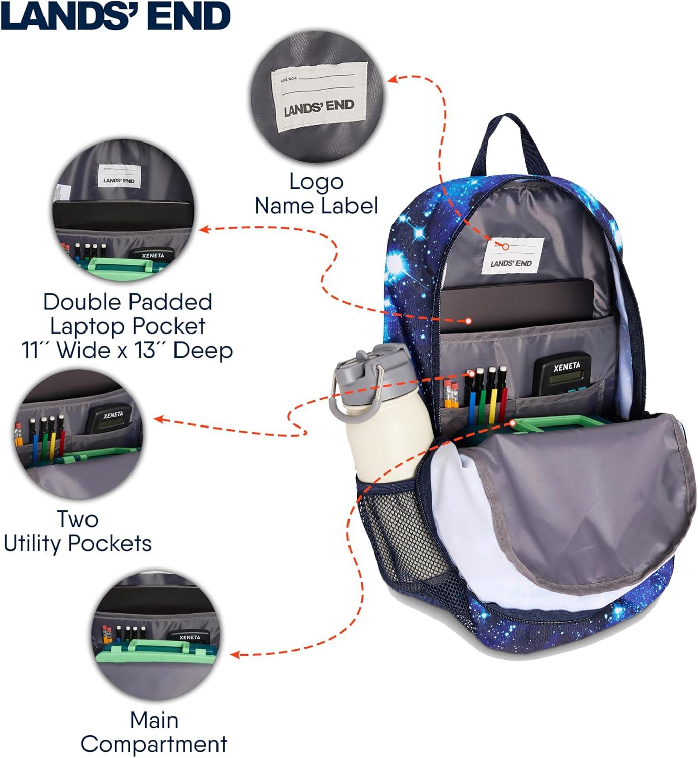 imageLands End Unisex Kids Medium ClassMate Lightweight Durable Elementary School Backpack LimogesPro Star Navy