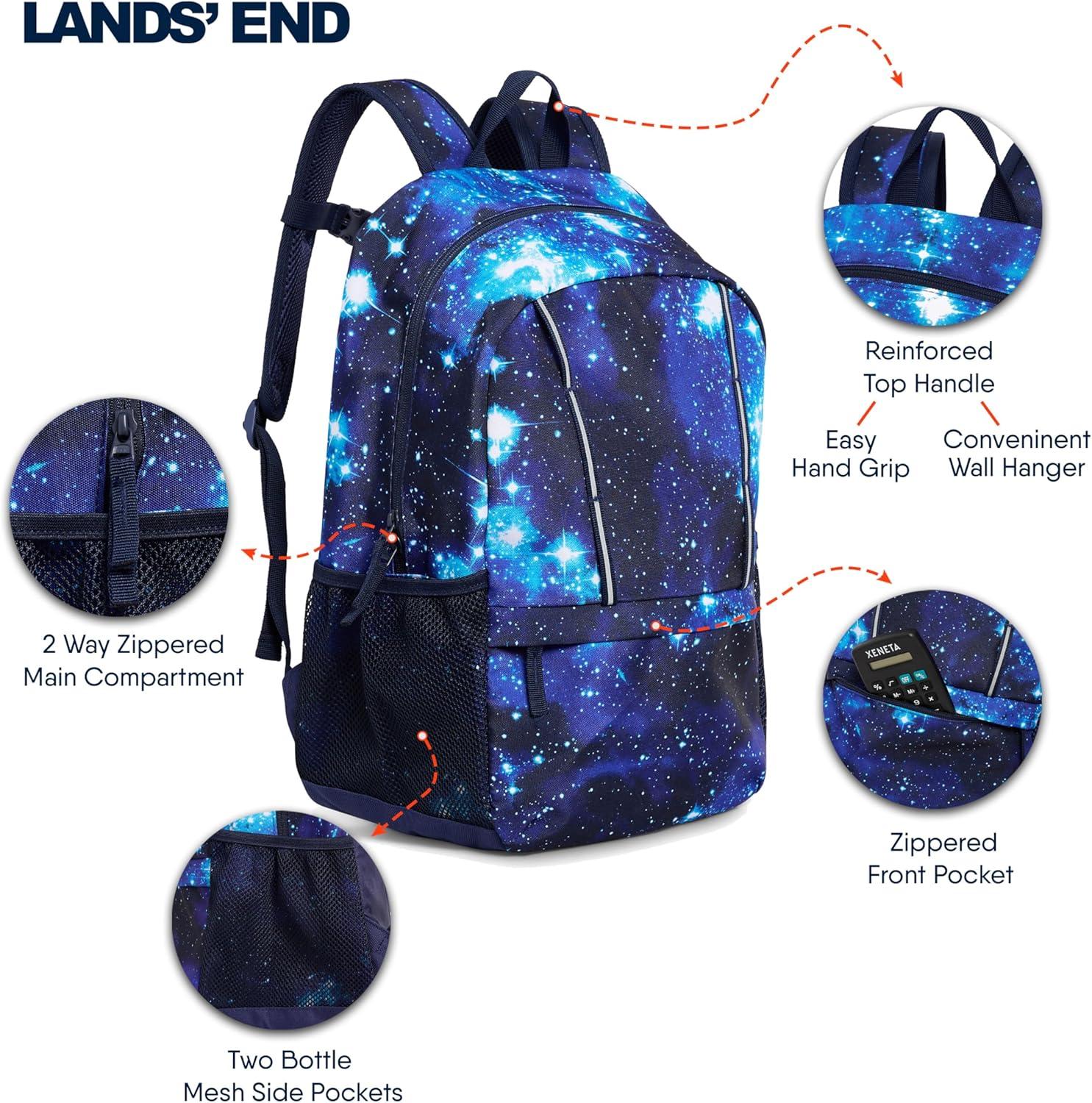 imageLands End Unisex Kids Medium ClassMate Lightweight Durable Elementary School Backpack LimogesPro Star Navy