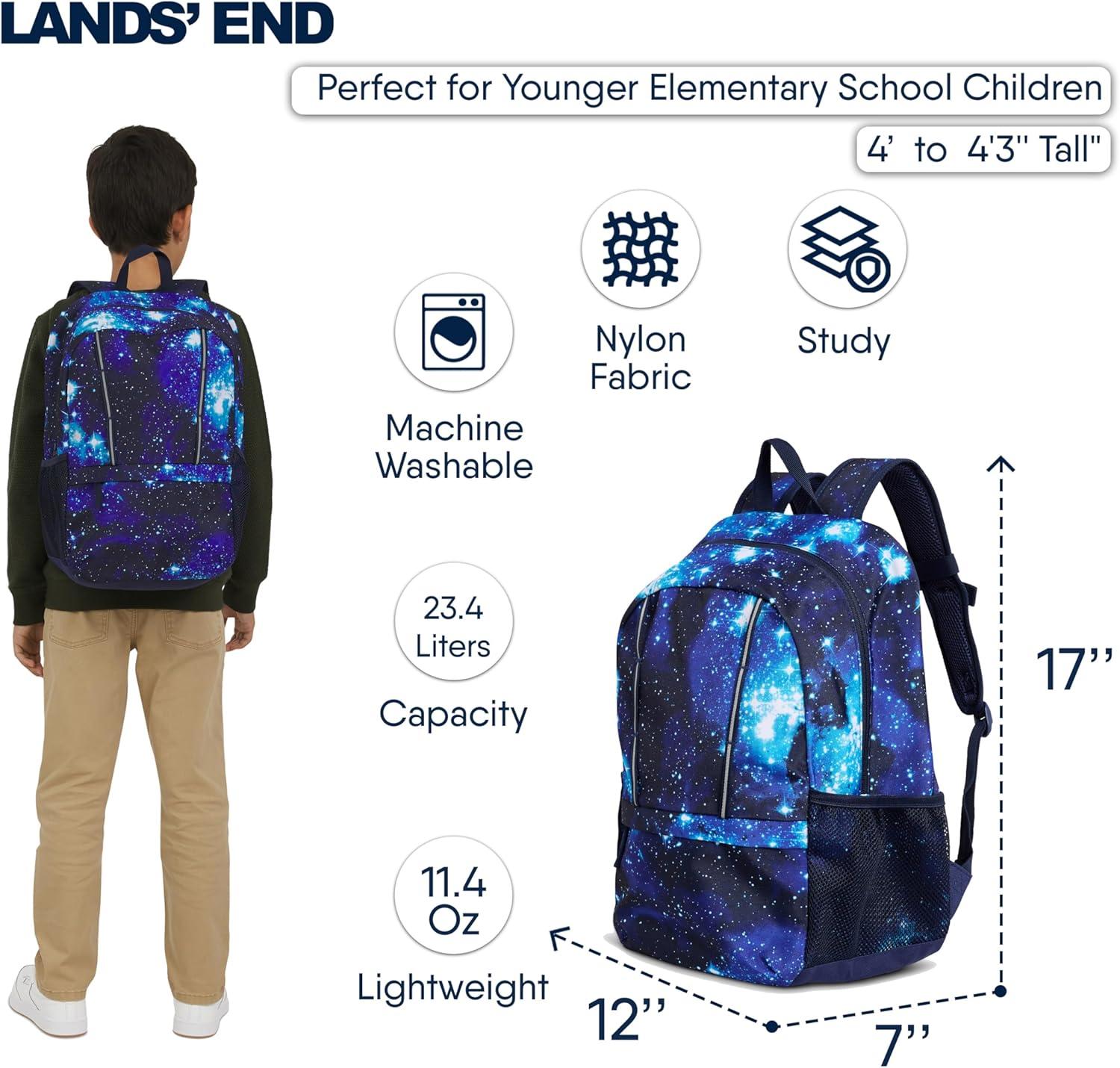 imageLands End Unisex Kids Medium ClassMate Lightweight Durable Elementary School Backpack LimogesPro Star Navy