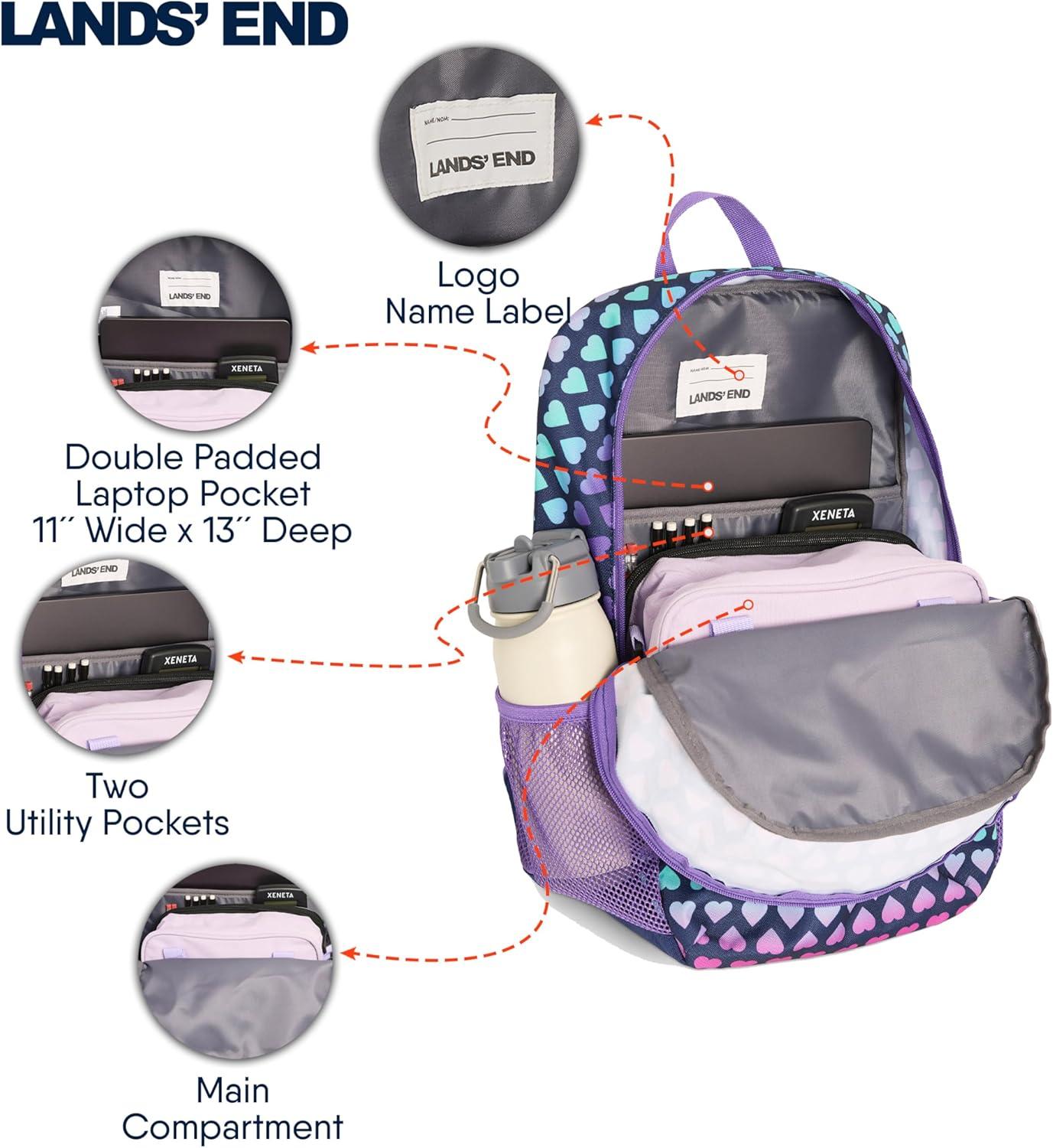 imageLands End Unisex Kids Medium ClassMate Lightweight Durable Elementary School Backpack LimogesRose Violet