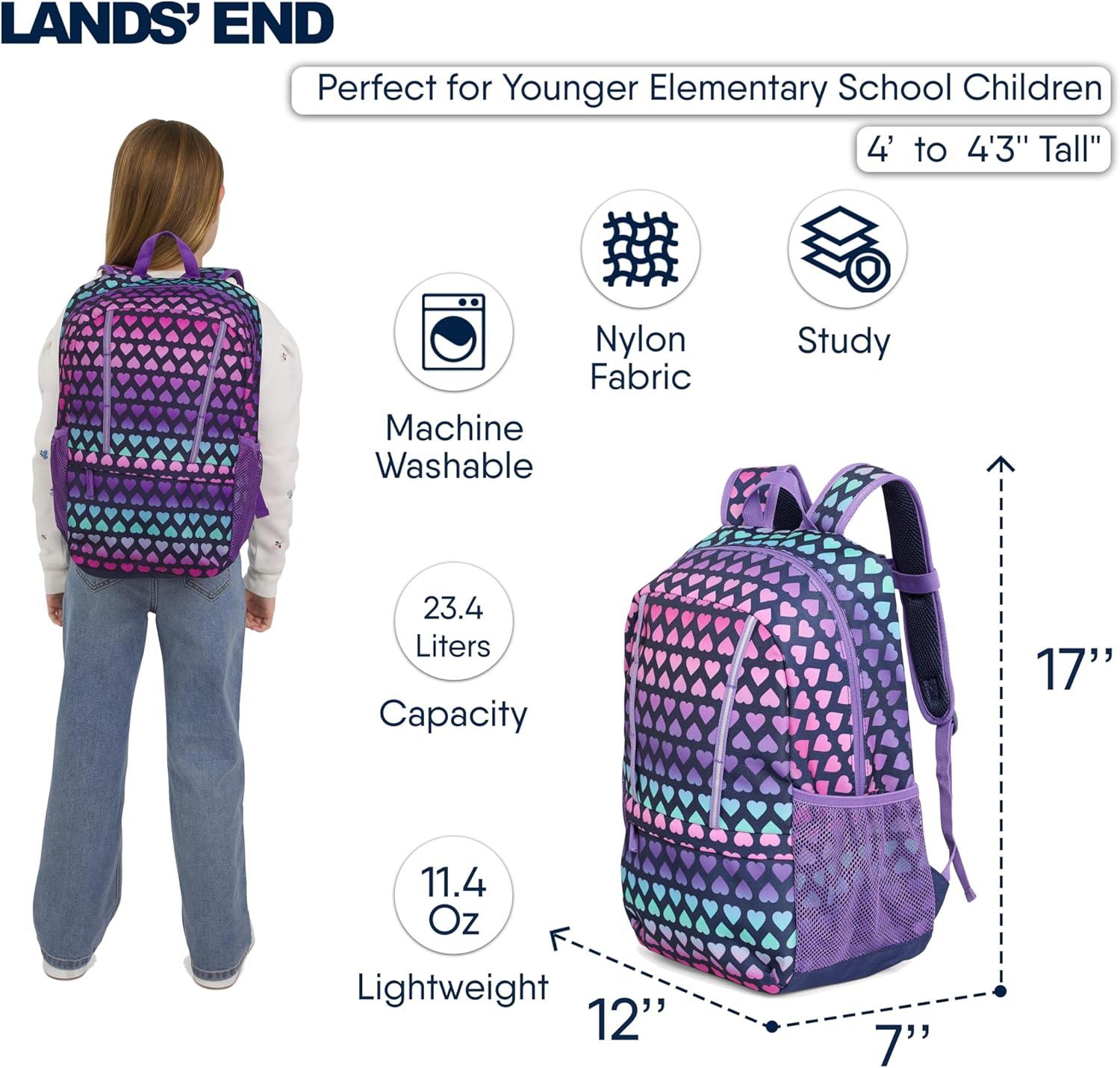 imageLands End Unisex Kids Medium ClassMate Lightweight Durable Elementary School Backpack LimogesRose Violet