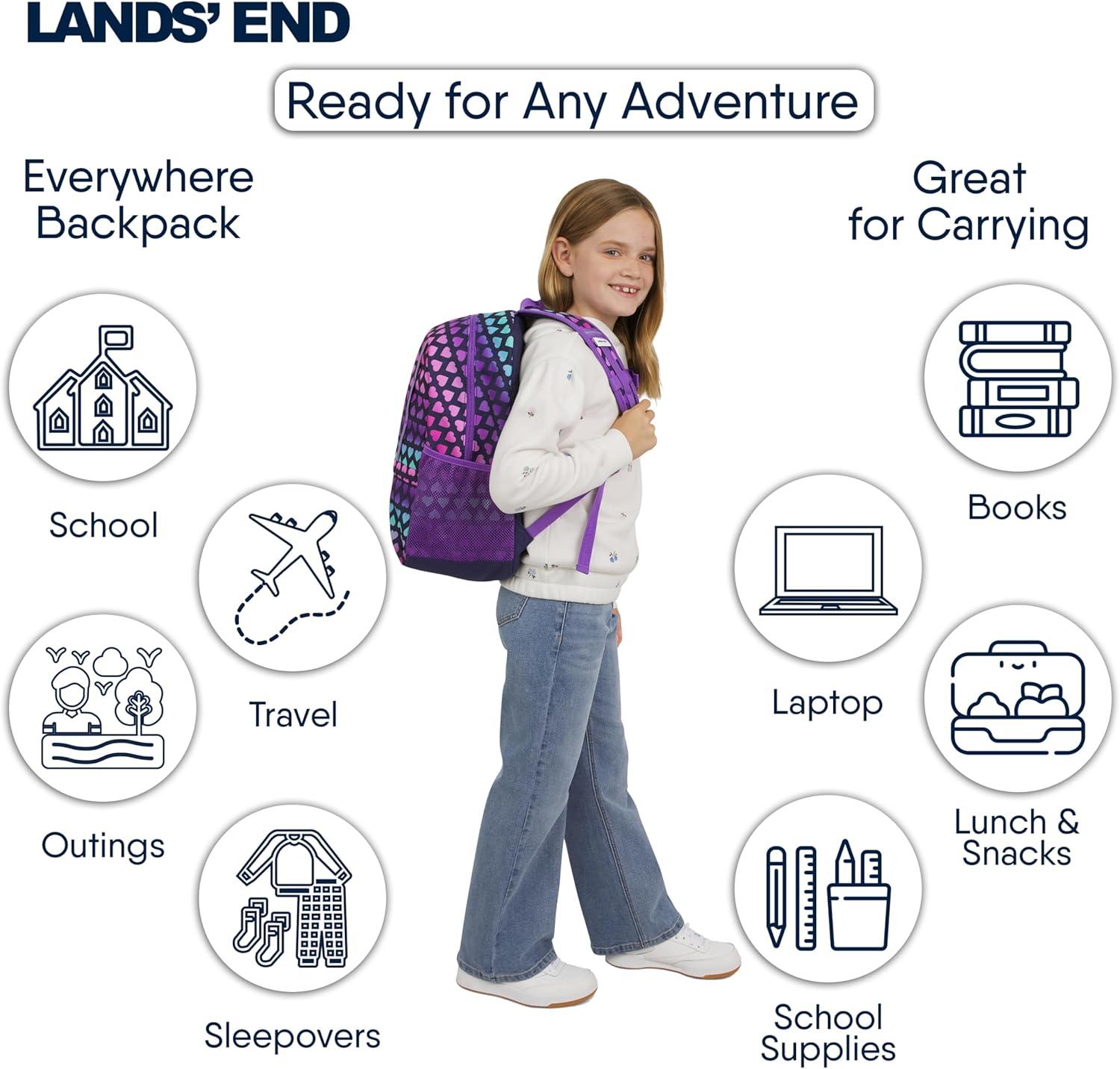 imageLands End Unisex Kids Medium ClassMate Lightweight Durable Elementary School Backpack LimogesRose Violet