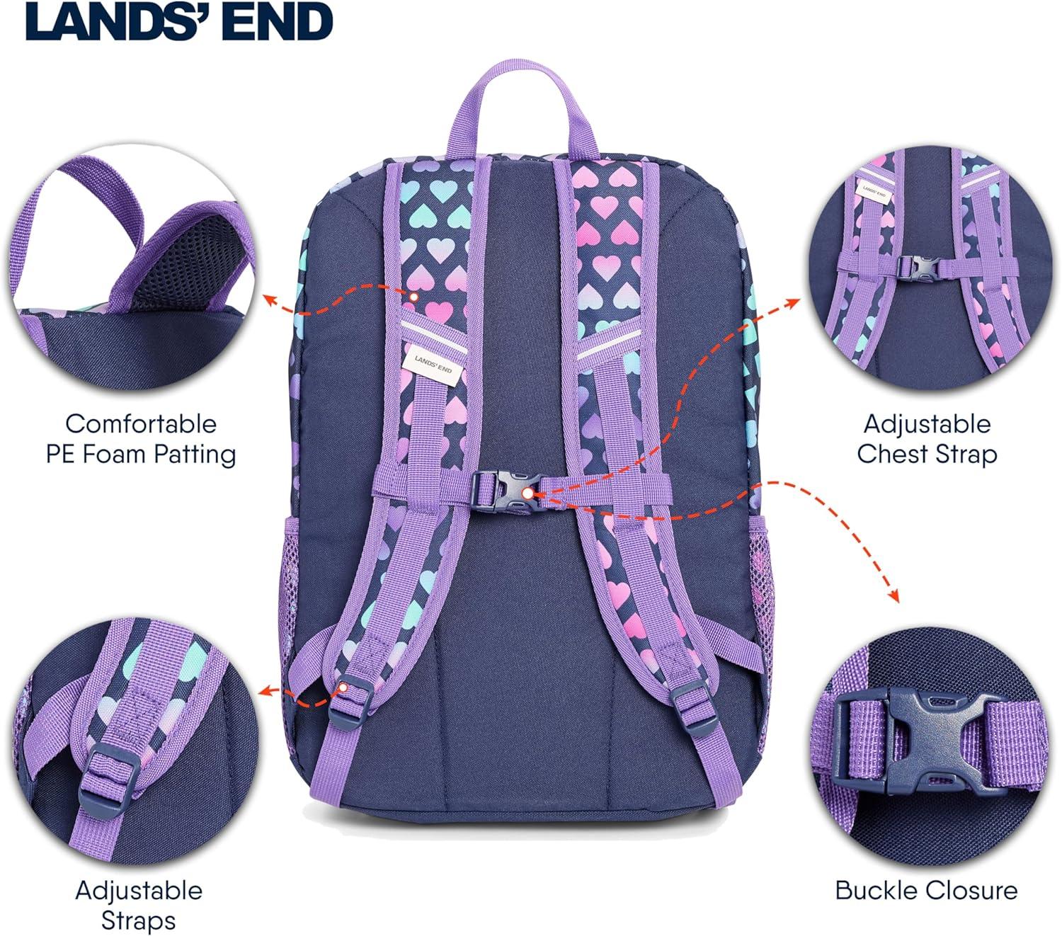 imageLands End Unisex Kids Medium ClassMate Lightweight Durable Elementary School Backpack LimogesRose Violet