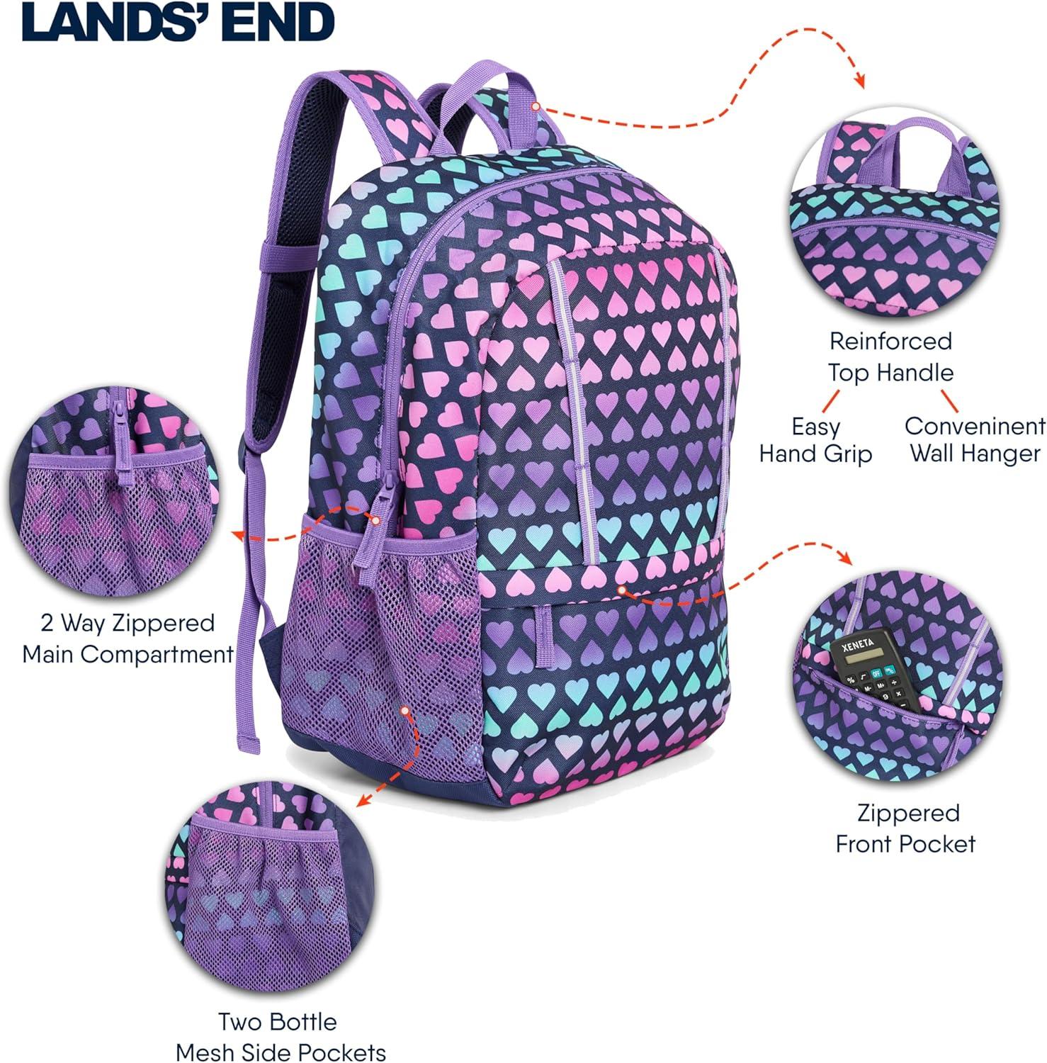 imageLands End Unisex Kids Medium ClassMate Lightweight Durable Elementary School Backpack LimogesRose Violet