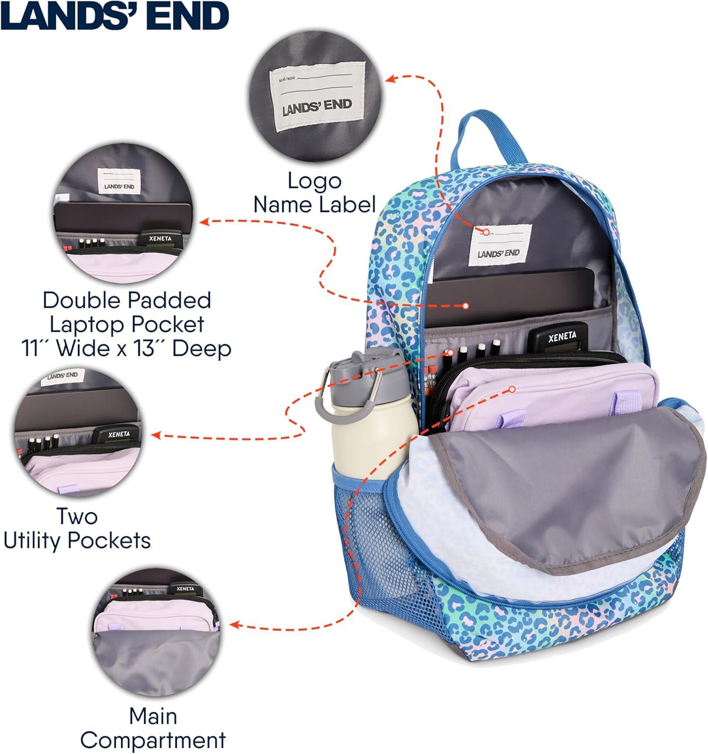 imageLands End Unisex Kids Medium ClassMate Lightweight Durable Elementary School Backpack LimogesSky Blue