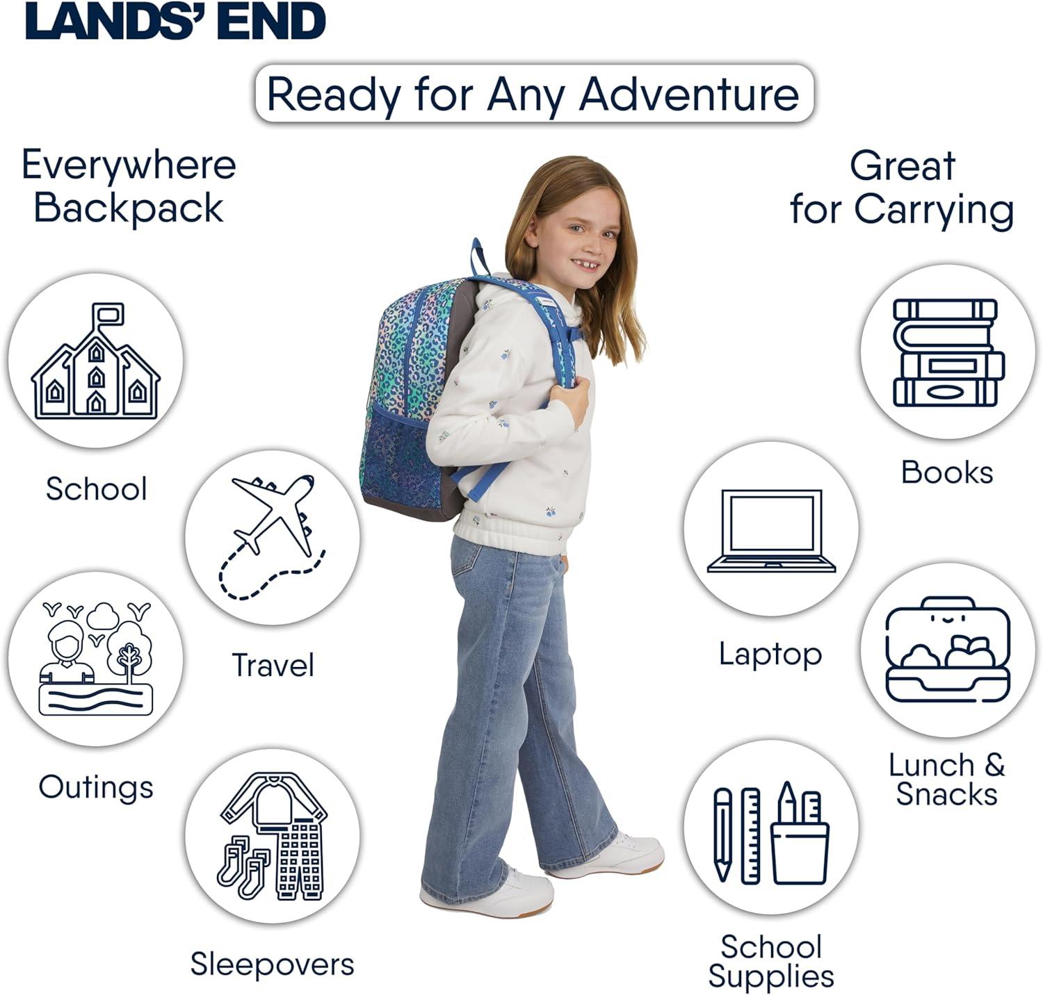 imageLands End Unisex Kids Medium ClassMate Lightweight Durable Elementary School Backpack LimogesSky Blue